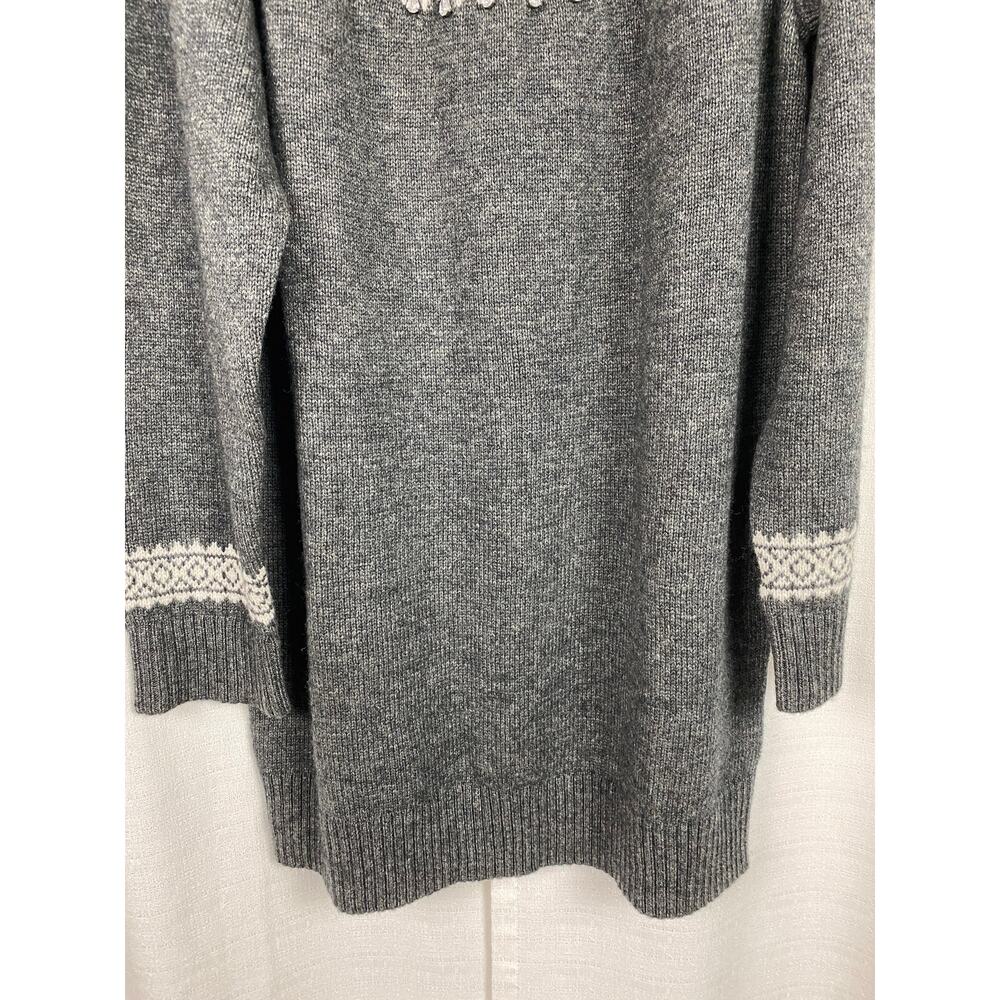 J.Crew Collection Gray Fair Isle Embellished Wool Blend Sweater Dress Sz.XL NWT - Picture 9 of 16